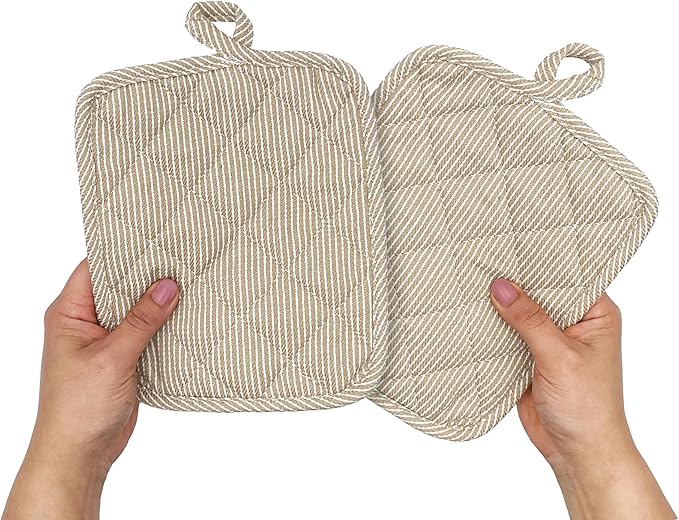 American Linen Pot Holders, Hot Pads, Table Pads for Kitchen and Dining Table, Non Slip Heat Resistant Hot Pot Holder (Beige, 4 Pack)