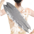 Extended Exfoliating Back Scrubber with Handles, Nylon Cleaning Exfoliator Washcloth for Body, Stretchable Pull Strap Soft Quick-Drying Rough Scrub Towel, Grey