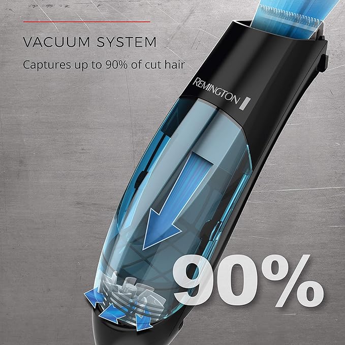 Remington Vacuum Haircut Kit,Vacuum Beard Trimmer,Hair Clippers for Men with Removable Hair Chamber and Dual Motor Power (18 Pieces),(Pack of 2)