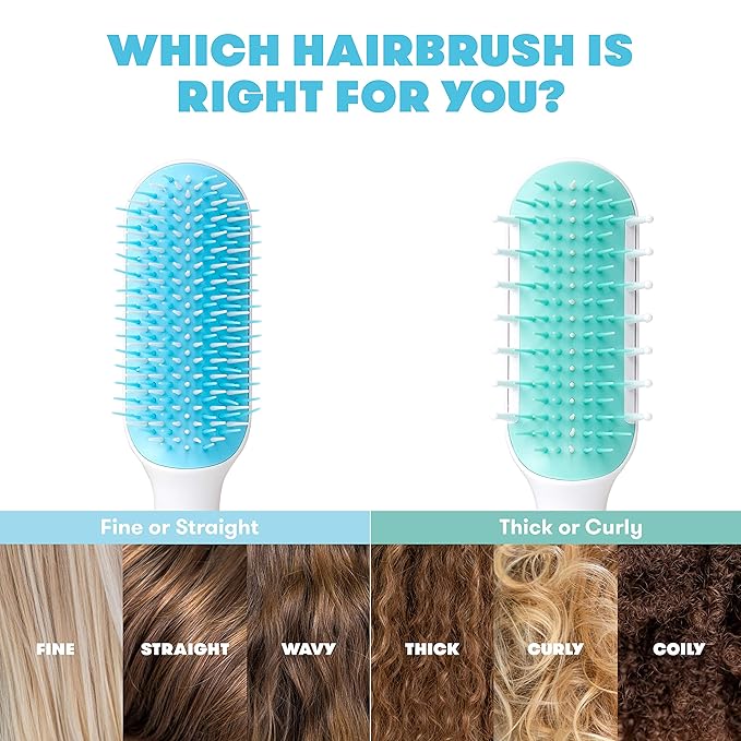 Frida Baby Detangling Hairbrush for Thick or Curly Hair, Toddler Hairbrush, Detangler Brush for Kids, Wide-Tooth Comb & Bristle Combo, Loosens Knots Without Tears or Breakage, Wet or Dry Use, Teal