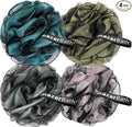 AmazerBath Charcoal Loofah Sponge, Shower Loofah 60g/PCS - Body Scrubber Loofa Set of 4 - Charcoal Blue, Gray, Pink & Army Green, Bath Sponge for Men and Women