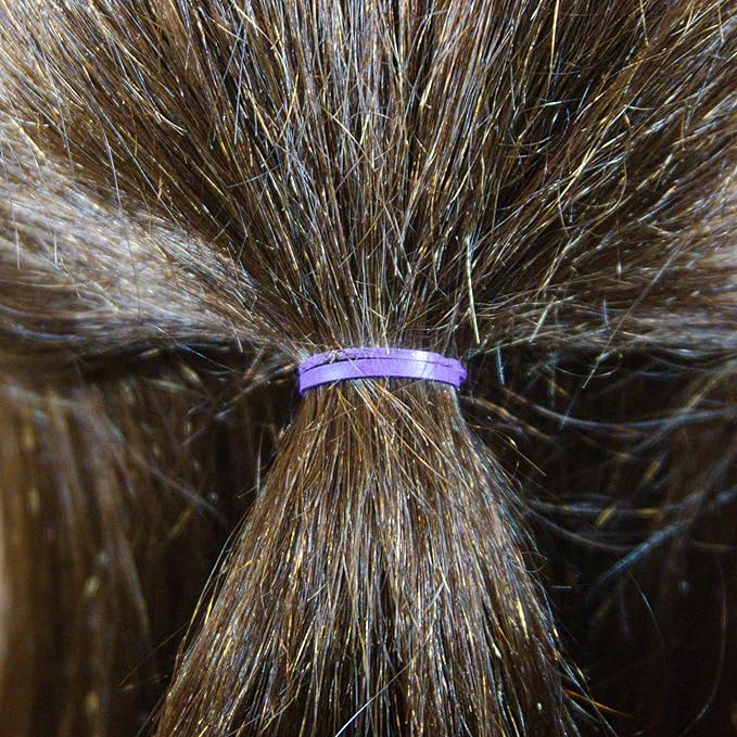Amelia Beauty 500 Count Small Rubber Bands for Hair – ½" Purple - Made in USA - Recloseable Container - Mini Hair Elastics for Braids, Ponytails, Cornrows & Twists – Strong Hold Ponytail Holders