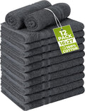 Utopia Towels Cotton Bleach Proof Salon Towel 16 by 27 inches, Bleach Safe Gym 100% Cotton Hand Towel, 12 Pack, Dark Grey