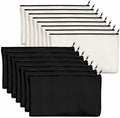 15 Pack Blank Cotton Canvas DIY Craft Zipper Bags Pouches Pencil Case for Makeup Cosmetic Toiletry Stationary Storage