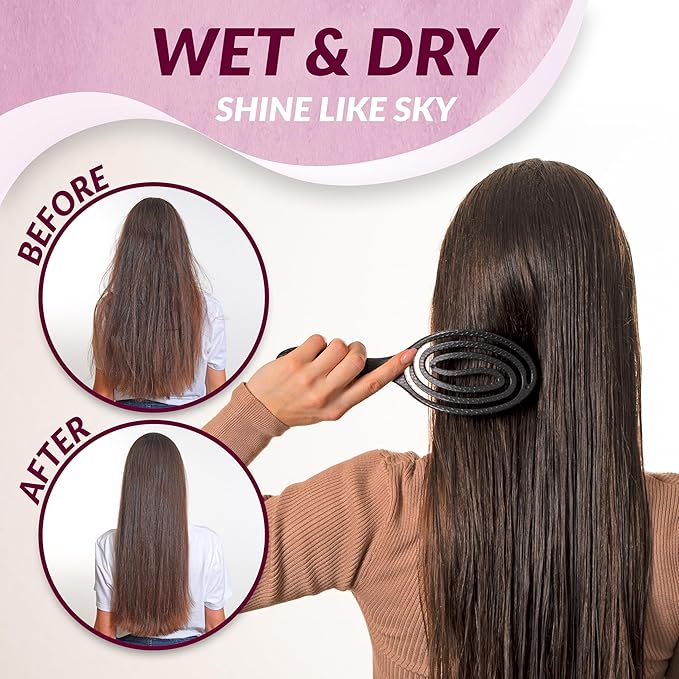 marQus Detangle Boar Brush Women and Men, Exclusive Ultra-soft bending Bristles and Body - Glide Through Tangles With Ease For All Hair Types - Women, Men, Wet And Dry Hair, 1pcs Black Brush