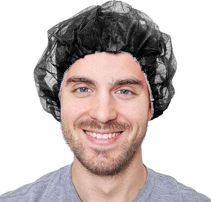 Unisex Polypropylene Bouffant Caps [100 | 1000 | BLACK | WHITE | BLUE | RED |ORANGE | GREEN | 21" | 24" | 28"]