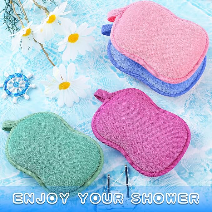 Tatuo 4 Pieces Baby Bath Sponge Cotton Baby Sponge Toddler Soft and Absorbent Loofah for Kids Babies Men Women(Red, Purple, Green, Blue)