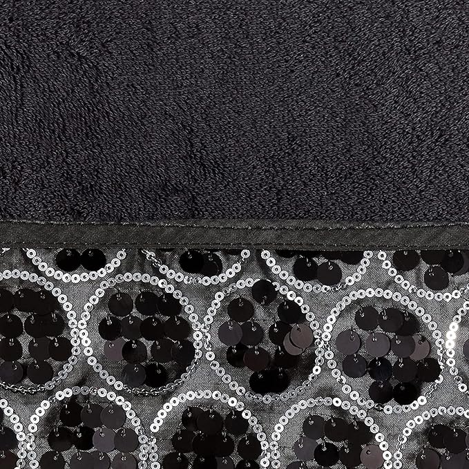 Zahari Home Sinatra Modern Bathroom Towel Set 3 Piece Towel Bath Towel, Hand Towel and Wash Towel Luxury Contemporary Decor Bling Black Bath Towel Sets Soft, Plush and Highly Absorbent