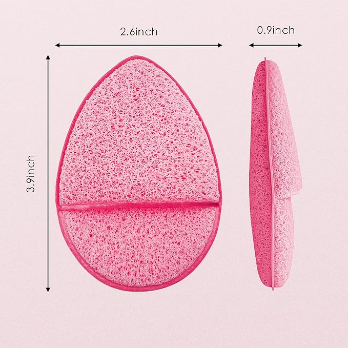 2 Pack Facial Sponges, Gentle Face Scrubber Exfoliator, Reusable Cleansing Puff for Exfoliating, Makeup Removal & Daily Face Wash (Pink)