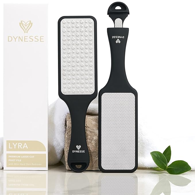 DYNESSE Foot File. Best Premium Pedicure Foot Rasp and Callus Remover. 3-in-1 Tool. Removes Hard Skin. No Risk of Injury. Stainless Steel. Ergonomic Handle. Washable. Works on Both Wet and Dry Feet.