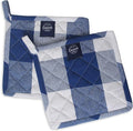 Encasa XO 8 inches Oven Microwave Potholders (2 pc Set) for Kitchen Cooking & Baking - Heat Resistant, Thick & Safe, Protection of Hands from Hot Utensils - Buffalo Blue Checks