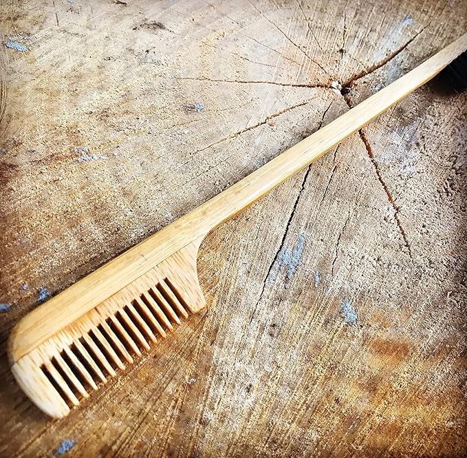2-in-1 Sapling Mustache Brush & Comb (2-pack) from Green Beard Grmng - Boar Bristle & Bamboo