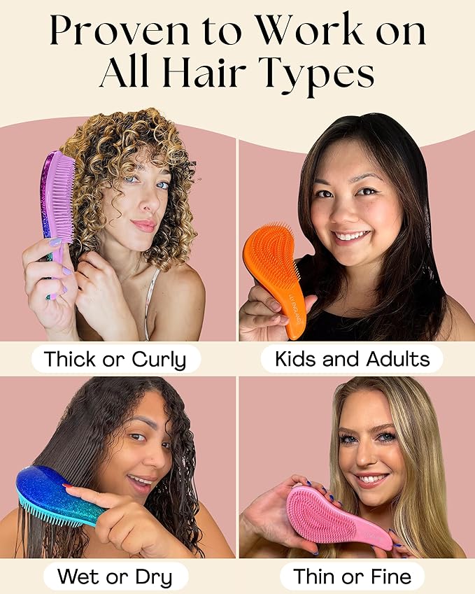 Lily England Hair Brushes for Women with Flexible Bristles - Pain-Free Detangler Brush for Curly, Thick, Straight & Natural Hair - Gentle Hairbrush for Women - Petrol Color