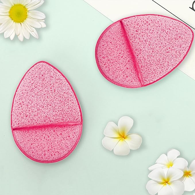2 Pack Facial Sponges, Gentle Face Scrubber Exfoliator, Reusable Cleansing Puff for Exfoliating, Makeup Removal & Daily Face Wash (Pink)