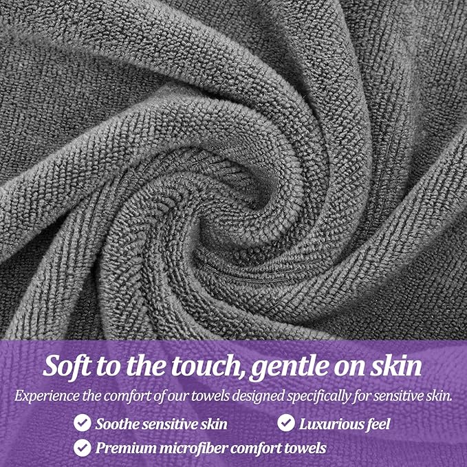 6 Pack U-Shaped Microfiber Facial Towels for Estheticians,Soft Spa Towels for Skincare, Massage & Professional Use(Gray,15.74" x 23.62")