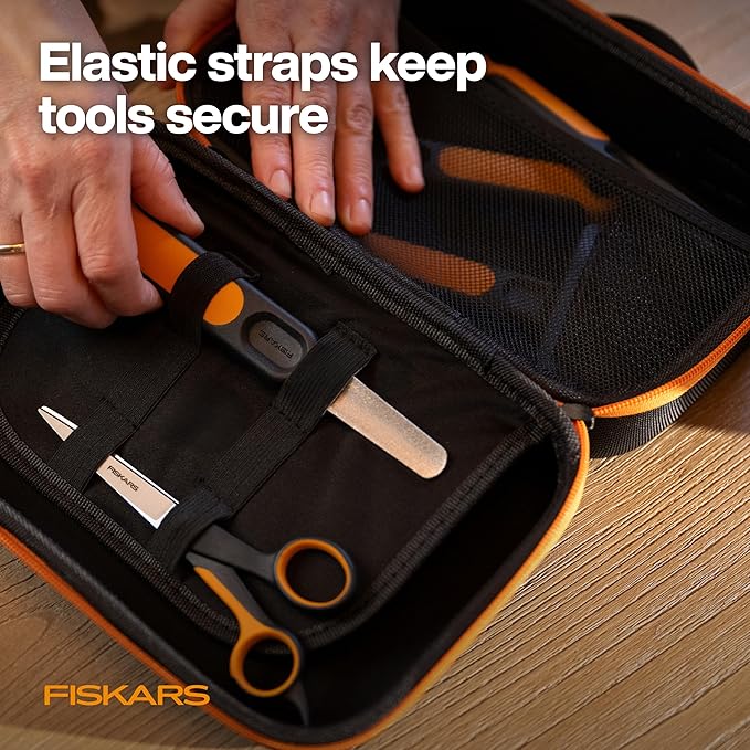 Fiskars Pet Grooming Tool Storage Bag, Durable Organizer with Elastic Straps, 10.25" x 4" x 7"