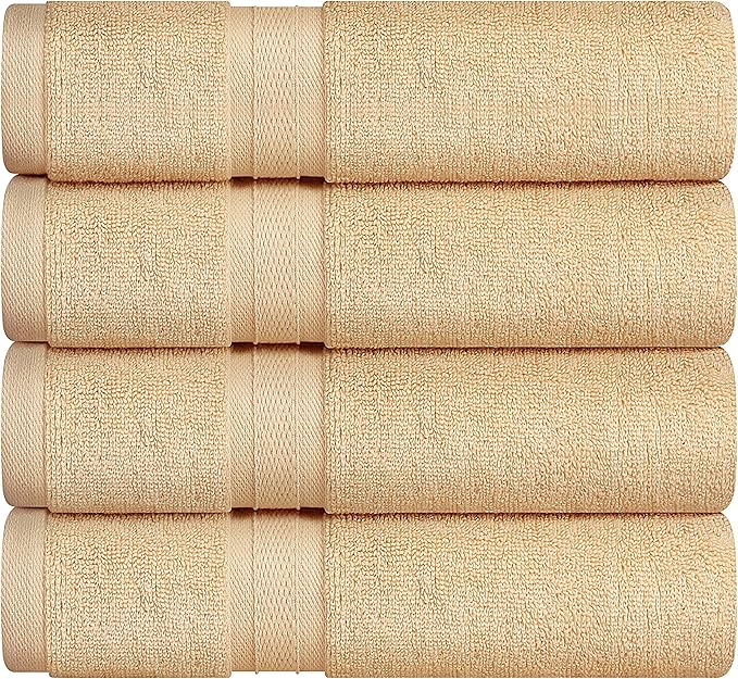 Towel and Linen Mart 4 Pieces Bath Towel Sets - Beige - Soft Feel Luxurious,Quick Dry, Extra Absorbent, 100% Ring Spun Cotton 600 GSM (27 x 54)