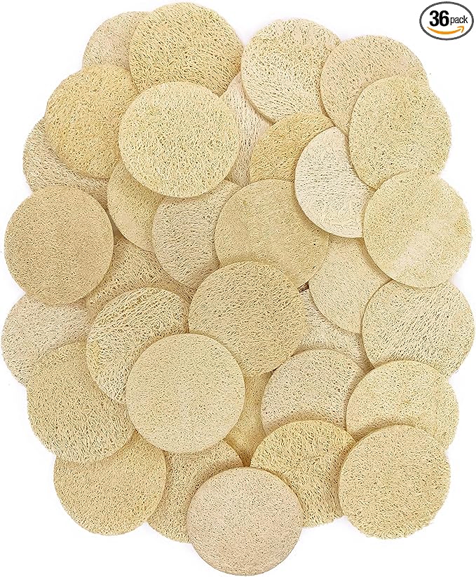 36 pcs/Set Natural Exfoliating Face Pad Loofah Sponge Facial Brush - Makeup Remover - Shower Scrubber - Remove Dead Skin - Body Bath Spa for Men & Women - Renewable Resource - Pack of 36