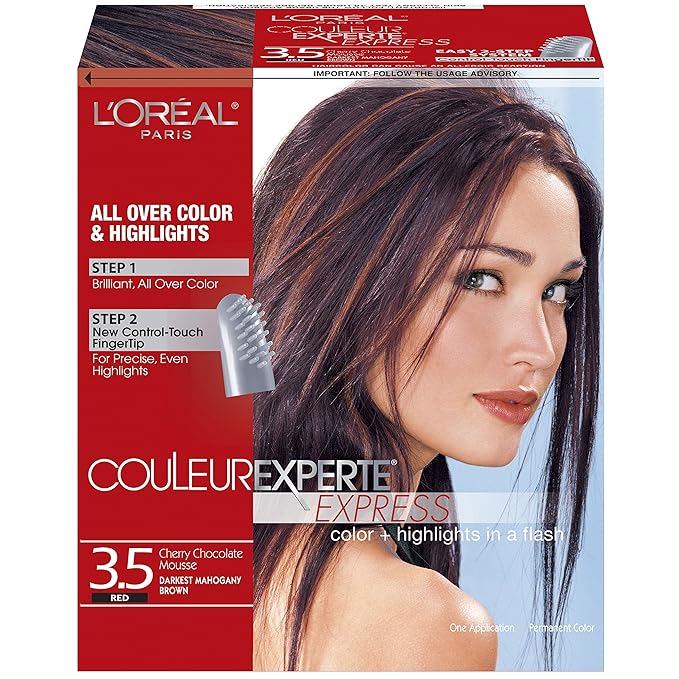 L'Oreal Paris Couleur Experte 2-Step Home Hair Color and Highlights Kit, Chocolate Mousse