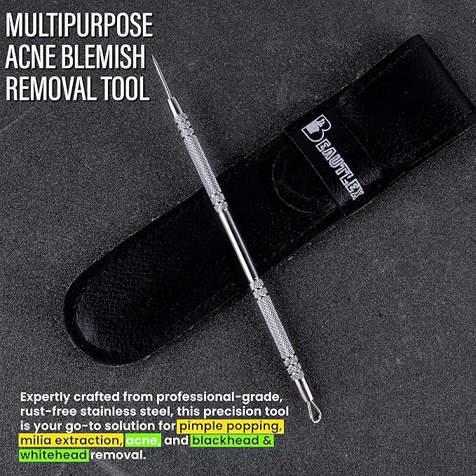 Skin Milia Remover Tool and Comedone Extractor Tool. Double Ended Loop & Sharp Zit/Pimple Popper Tool Kit. Stainless Steel Ear Blackhead Remover Tools Professional Pimple Extractor Tool for Acne