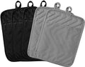 GROBRO7 5Pack Pot Holders for Kitchen Heat Resistant Cotton Potholder Multipurpose Hot Pad Machine Washable Oven Mitts with Pocket Potholders for Baking and Cooking 8.9 x 6.9 in Gray Black