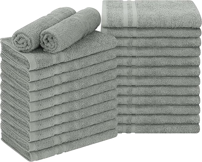 Utopia Towels Cotton Bleach Proof Salon Towel 16 by 27 inches, Bleach Safe Gym 100% Cotton Hand Towel, 24 Pack, Grey