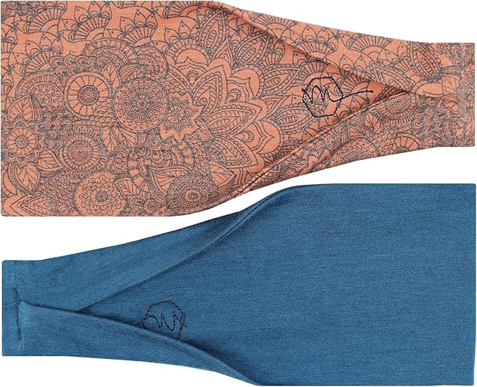 Maven Thread 4" Wide Workout Headbands for Women (2 Pack) – Non-Slip Sweatbands for Gym, Running & Yoga