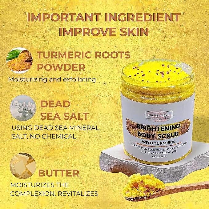 SUGAR BODY SCRUB Brightening Turmeric Exfoliant for Dark Spots
