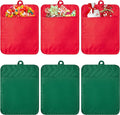 R HORSE 6Pcs Christmas Red Green Potholders with Pockets Baking Cooking Gift Kitchen Cotton Heat Resistant Potholder Machine Washable Hot Pads Oven Mitt Christmas Pot Holder Gift