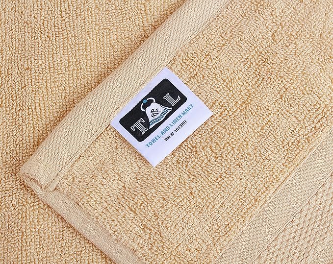 Towel and Linen Mart 4 Pieces Bath Towel Sets - Beige - Soft Feel Luxurious,Quick Dry, Extra Absorbent, 100% Ring Spun Cotton 600 GSM (27 x 54)