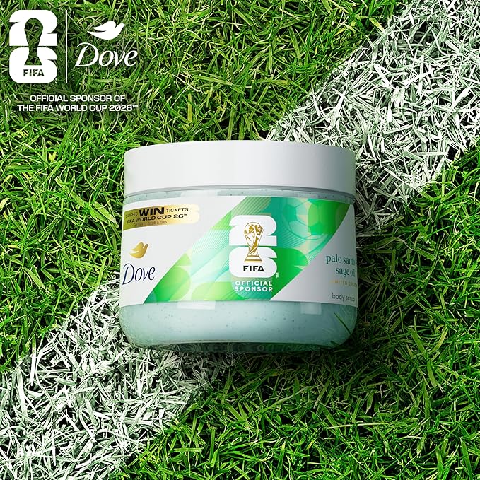 Dove FIFA World Cup 2026 Limited Edition Moisturizing Body Scrub – Palo Santo & Sage Oil, pH‑Balanced Whipped Exfoliator for Hydrated, Radiant Skin, 15 oz
